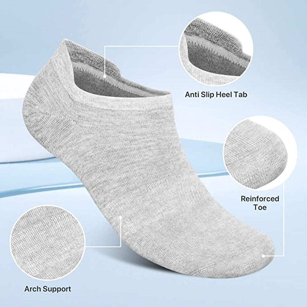 6 Pairs No Show Socks for Men,Mens Low Cut Invisible Ankle Socks,Non Slip Cotton Casual Sneaker Trainer Socks with Arch Support(7-13)