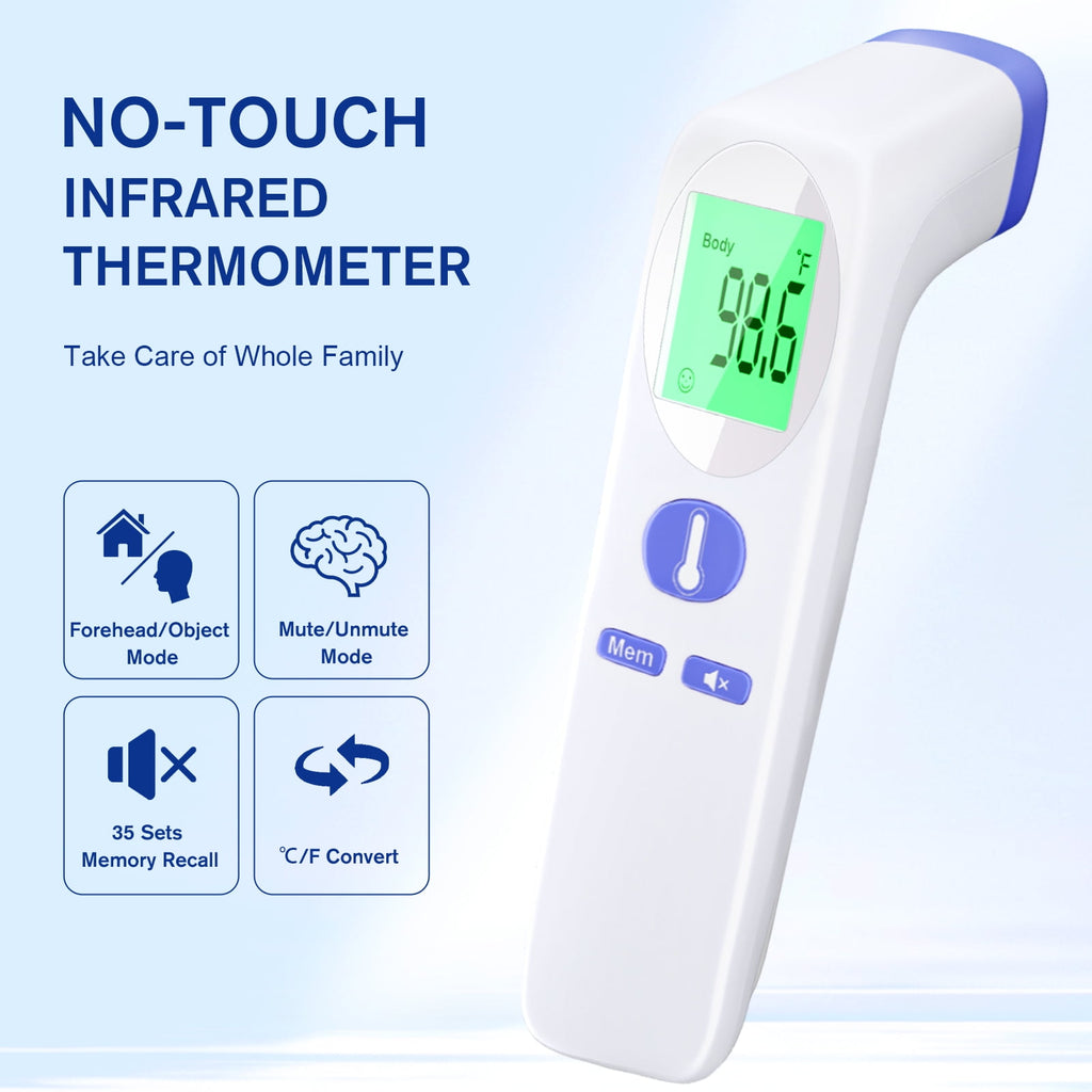 DISEN Forehead Thermometer for Adults and Kids,Baby Thermometer with 35 Memory & Mute Function,No-Touch Infrared Thermometer with LED Display, Ideal for the Whole Family