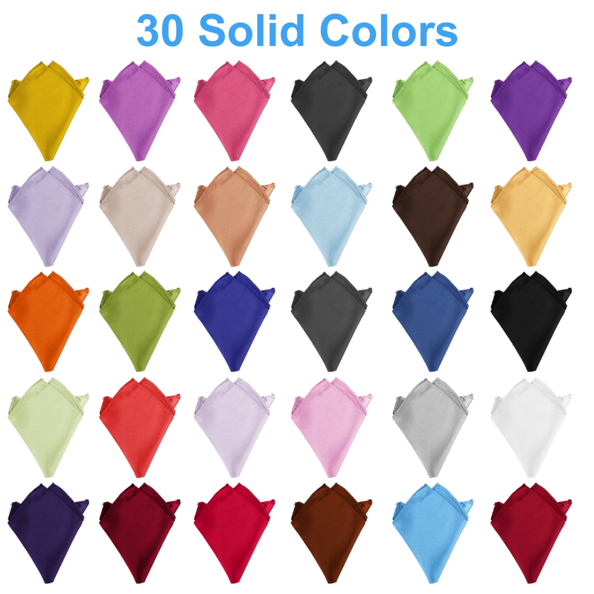 30pcs Men's Soft Polyester Handkerchiefs, DISEN Classic and Vintage Hankies, Assorted Colors Pocket Square, 8.7x8.7