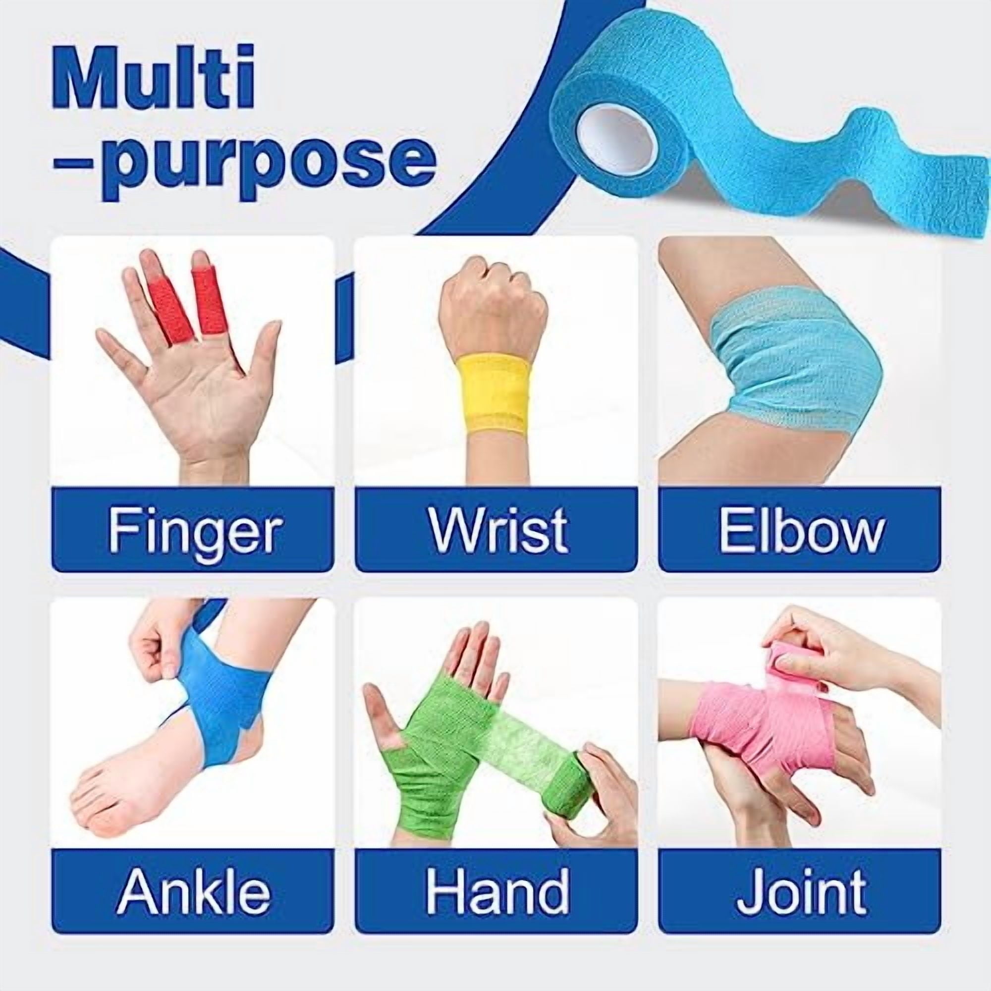 16 Pack Self Adhesive Bandage Wrap,2 X 5 Yards Elastic Cohesive Bandage Wrap,Color Athletic Tape,Vet Wrap,Ankle Tape