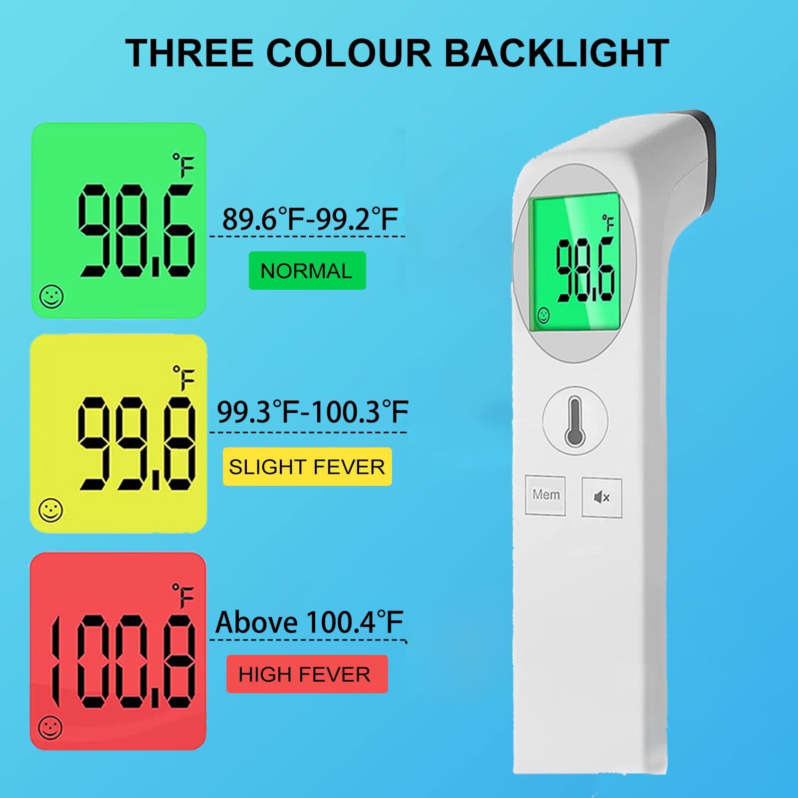 Thermometer for Adults, High Accuracy, No-Touch Digital Thermometer with Fever Alarm and Memory Function, Ideal for Babies, Kids, Home and Office Use