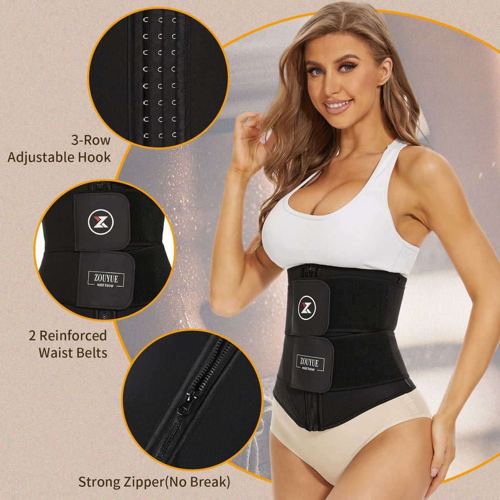 Waist Trainer for Women Under Clothes,Postpartum Belly Band,C Section Belly Binder Wrap,Abdominal Binder Post Surgery Girdle,Tummy Tuck Postpartum Essentials Waist Trainer Black