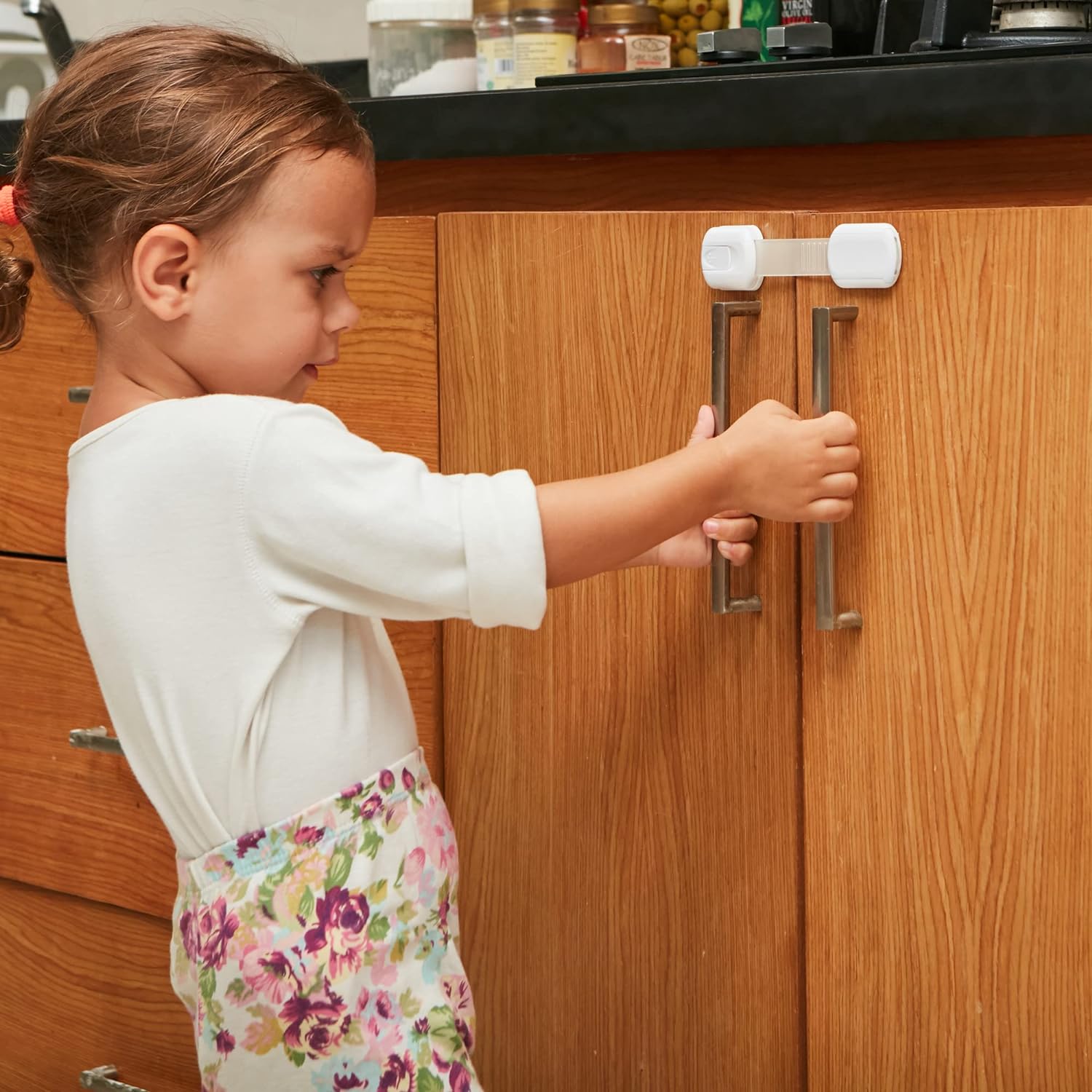 Child Safety Strap Locks (20 Pack) Baby Locks for Cabinets and Drawers, Toilet, Fridge & More. 3M Adhesive Pads. Easy Installation, No Drilling Required, White