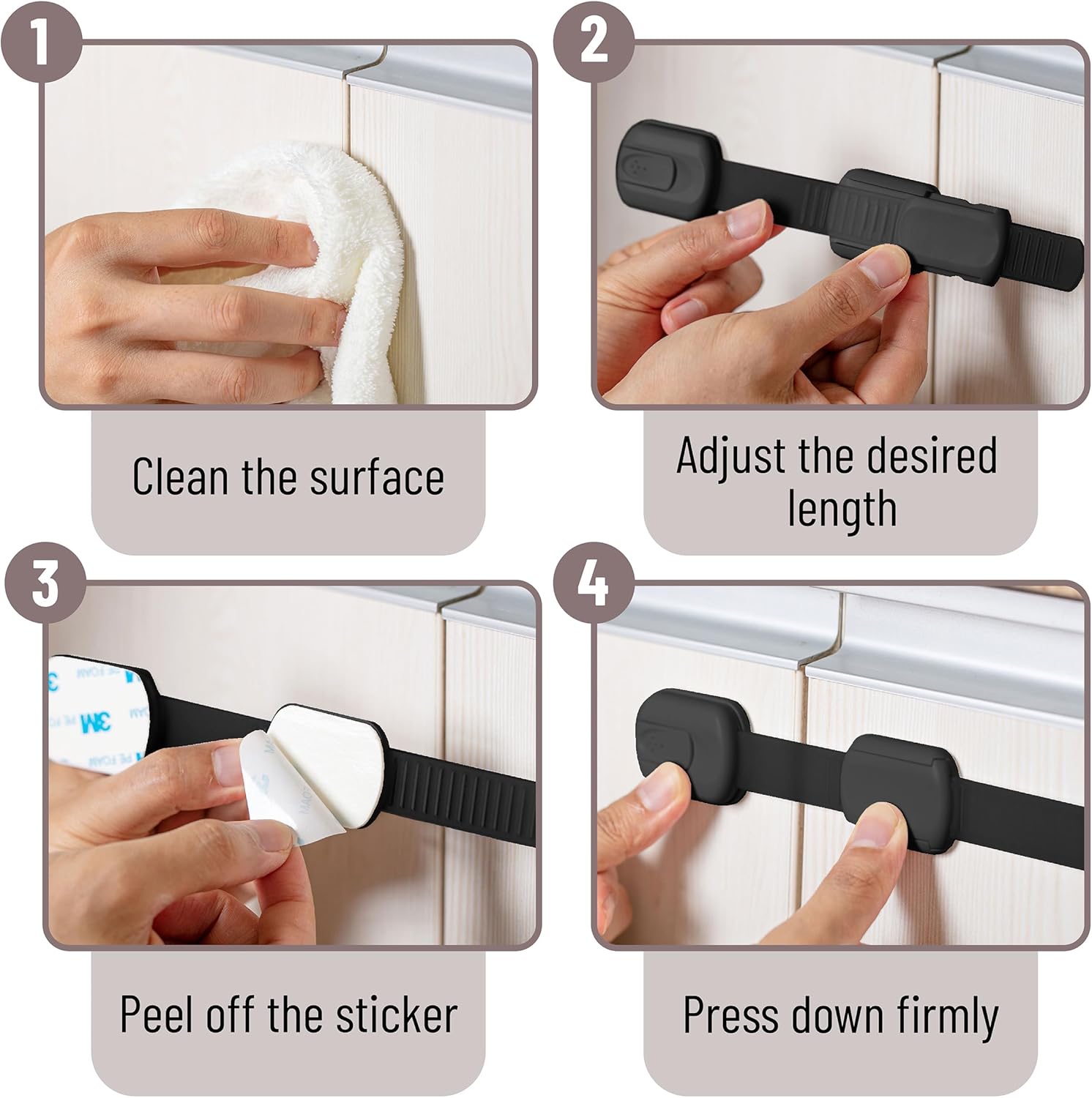 Child Safety Strap Locks, 12 Pack, Black, Baby Cabinet Locks, Toilet Locks Baby Proof, Child Proof Drawer Locks, Cabinet Baby Locks for Cabinets, Child Proof Cabinet Locks, Drawer Child Locks