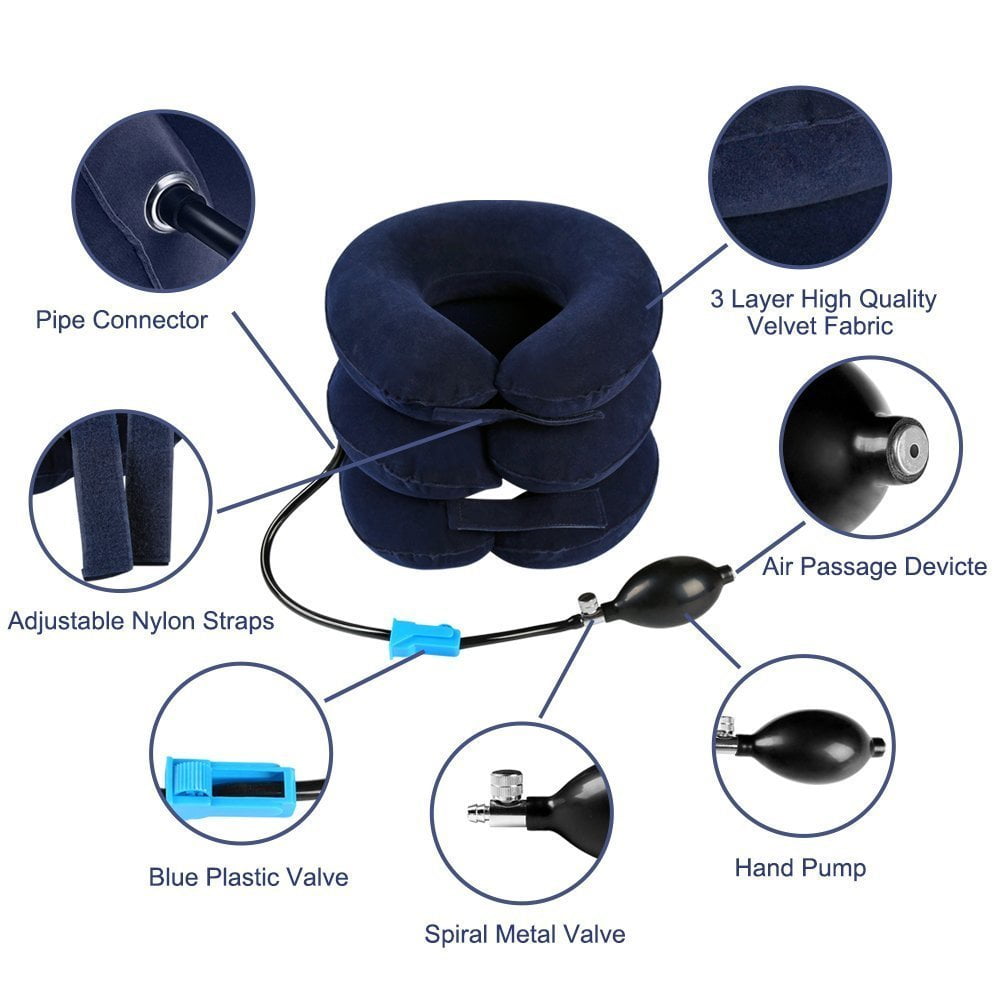 Cervical Neck Traction Device for Neck Pain Relief, Adjustable Inflatable Neck Stretcher Neck Brace, Neck Traction Pillow for Use Neck Decompression and Neck Tension Relief