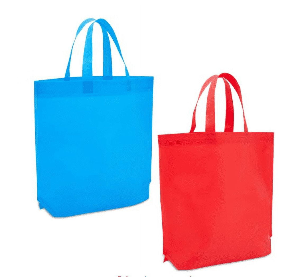 10 Pack 15 x 12.5 in Non-Woven Tote Bags Party Goodie Treat Bag Bottom Gift Bag with Handles for Birthday Party Favor, 5 Colors