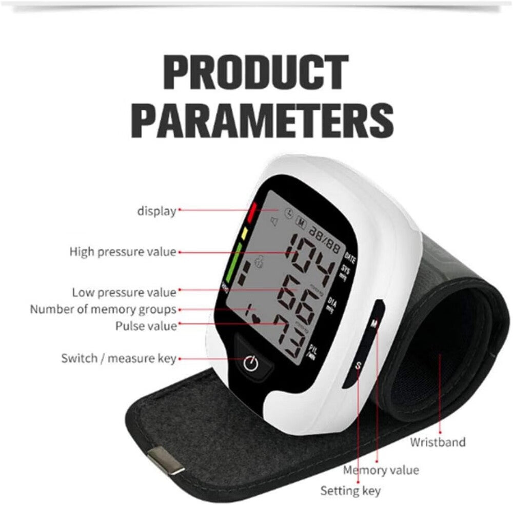 Blood Pressure Monitor,Adjustable Wrist Blood Pressure Cuff,Automatic Blood Pressure Machine for Home Use,Irregular Heartbeat Detector