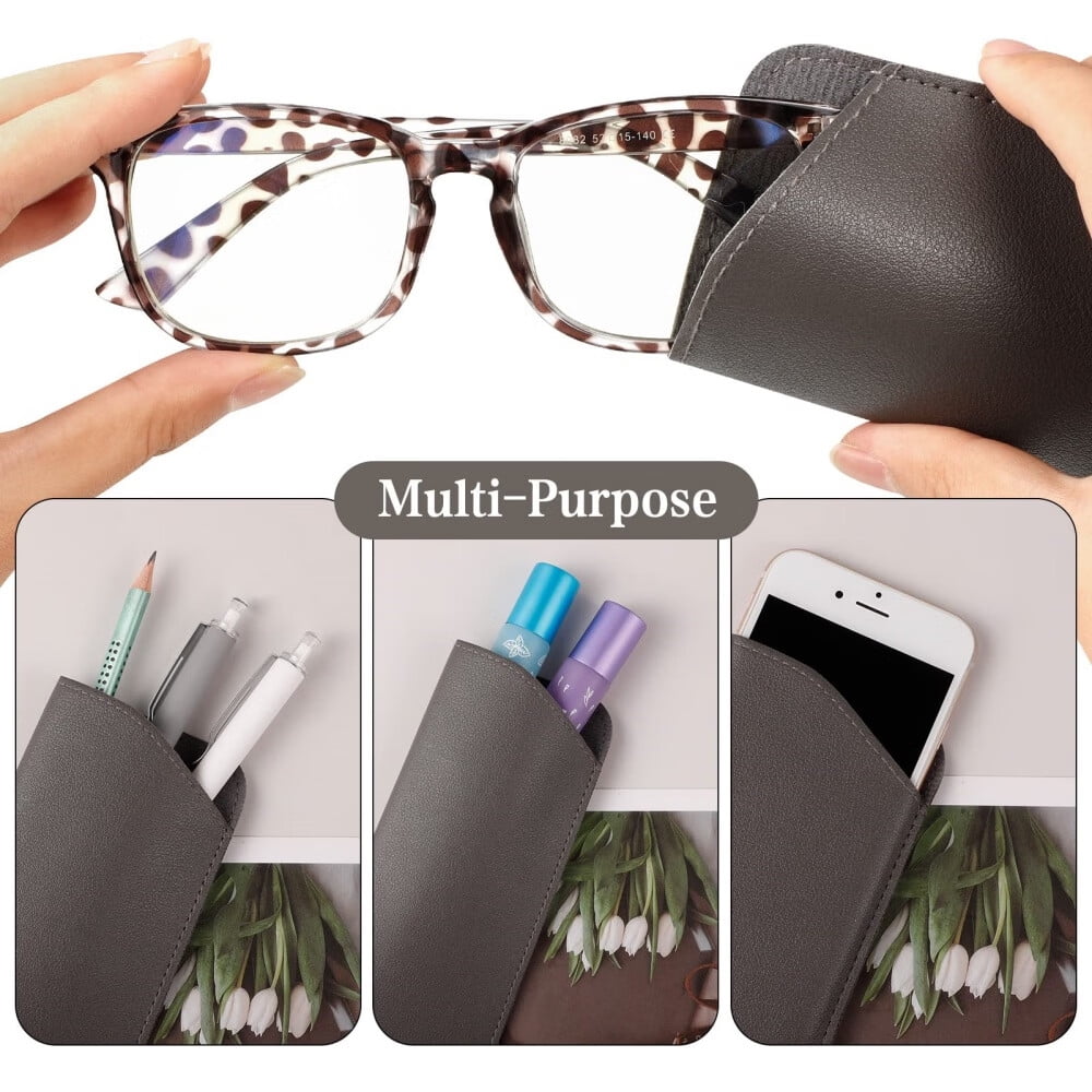6 Pack Soft Glasses Cases, Leather Eyeglass Cases Glasses Pouch Travel Glasses Case for Women Men Kids