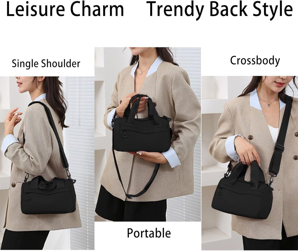 Mini Gym Bag, Small Sling Bag for Women, Adjustable Womens Gym Bag, Tote Bag for Women, Small Duffle Bag for Women (Black)