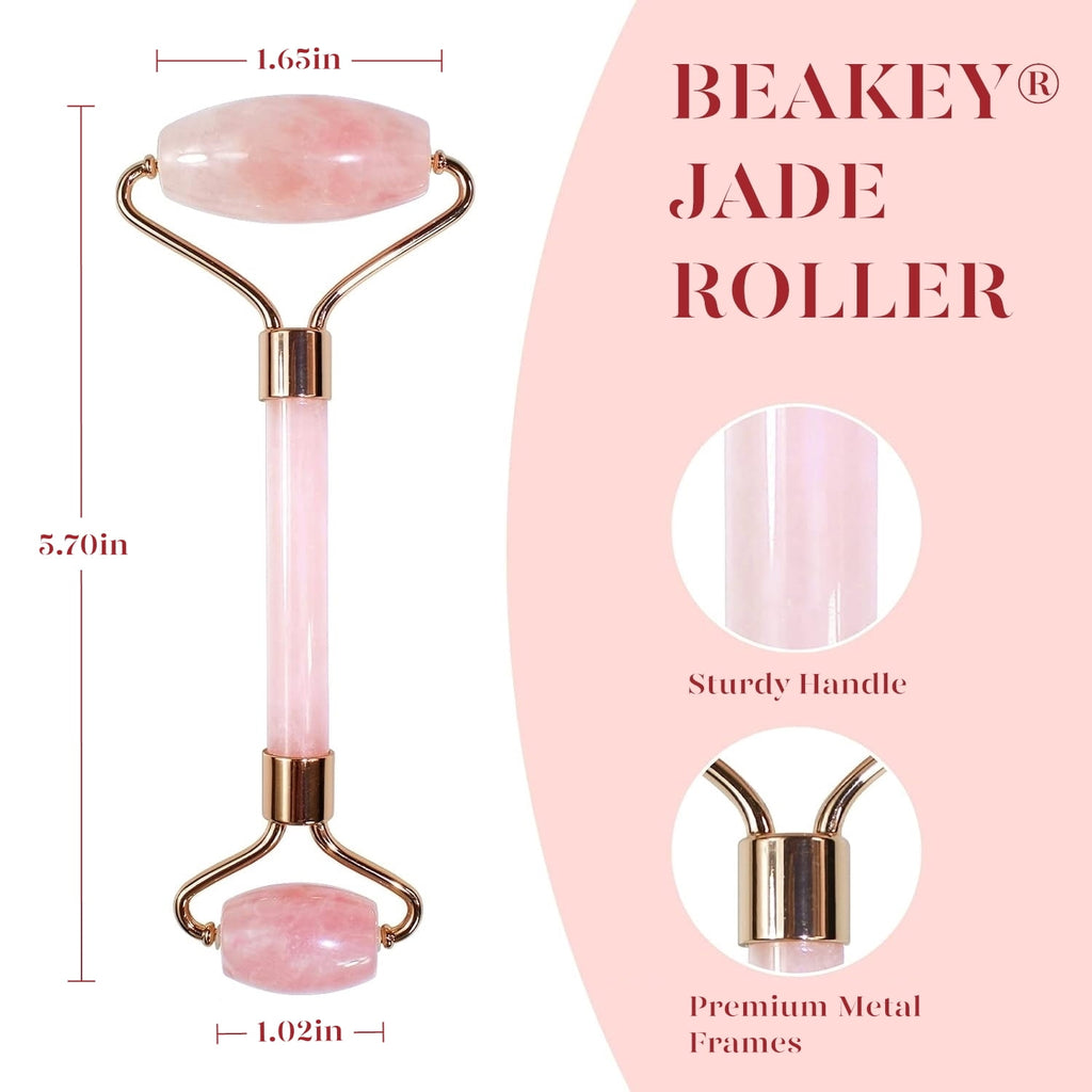 TIFOR Jade Roller & Gua Sha, Natural Jade Face Roller Gua Sha Facial Tools Skin Care Massager, Pink