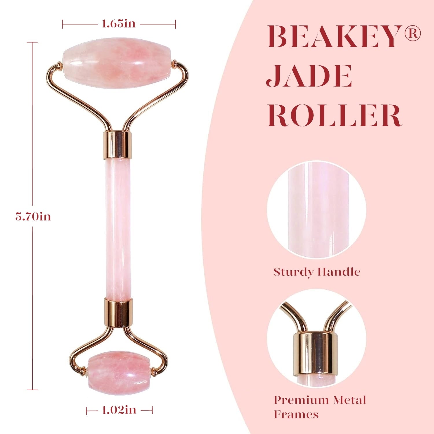 TIFOR Jade Roller & Gua Sha, Natural Jade Face Roller Gua Sha Facial Tools Skin Care Massager, Pink