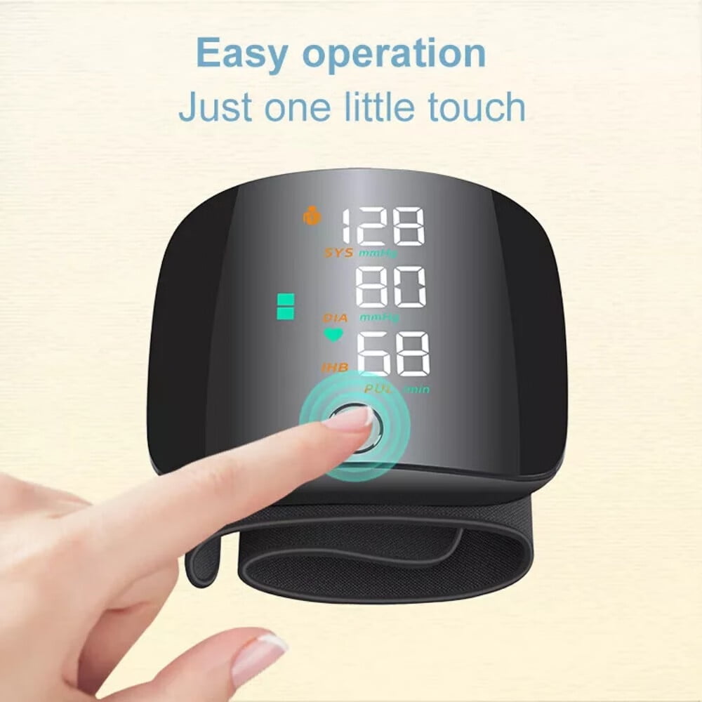 Blood Pressure Monitor,Automatic Large LCD Display Adjustable Wrist Cuff,Electronic Rechargeable BP Monitors