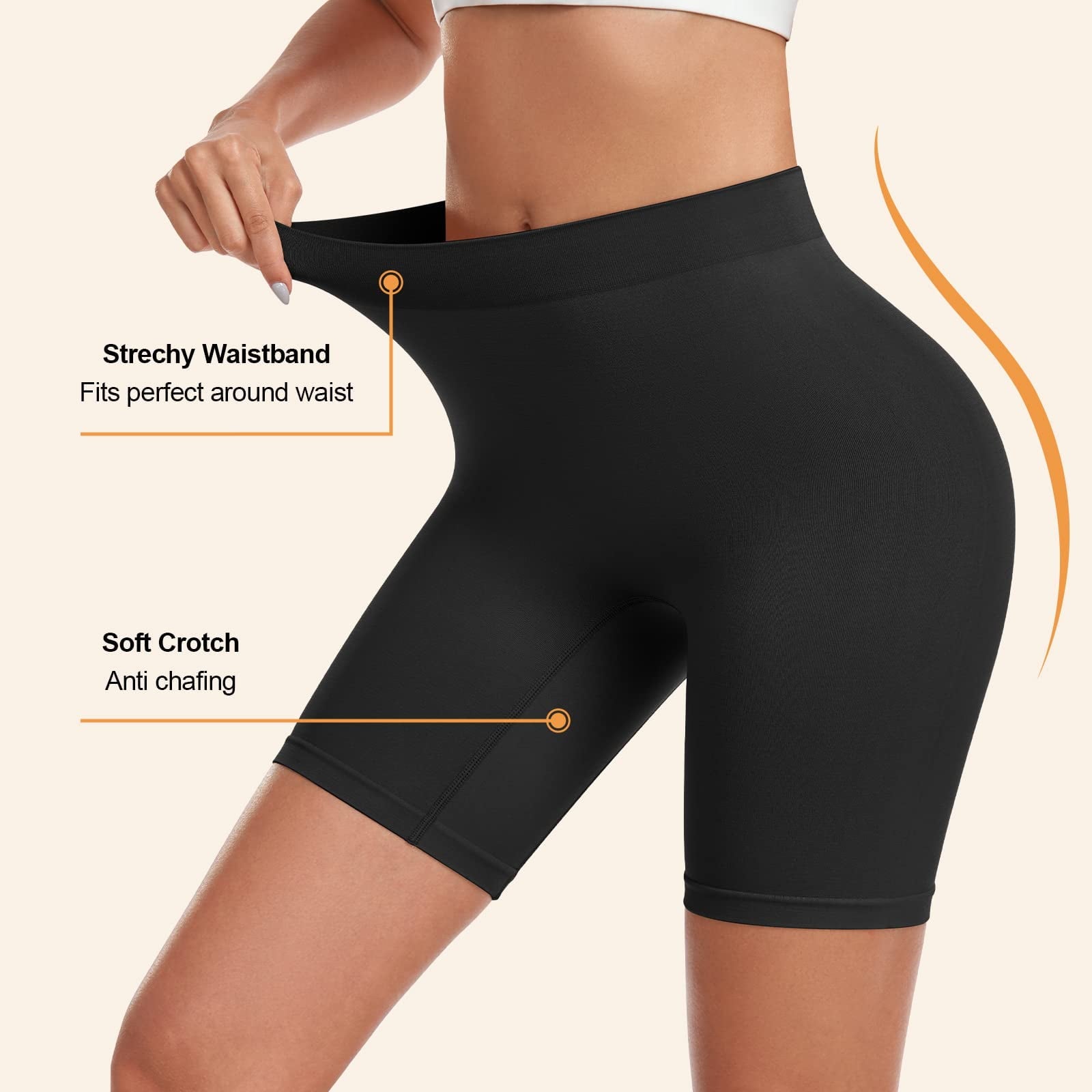3 Pack Slip Shorts for Women Under Dress Comfortable Smooth Seamless Boyshorts Buttlift Panties Biker Shorts