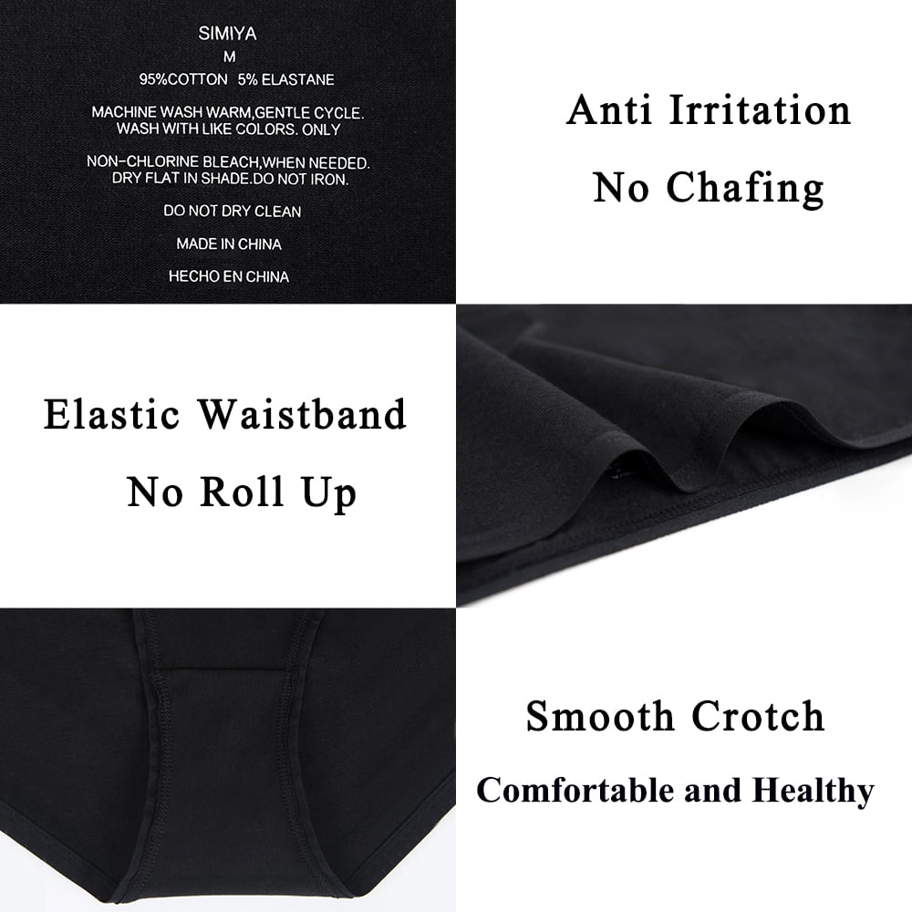 10 Pack Cotton Bikini Underwear for Women,Seamless Panties for Girls,Ladies Solid Soft Stretchy Briefs,Black,L