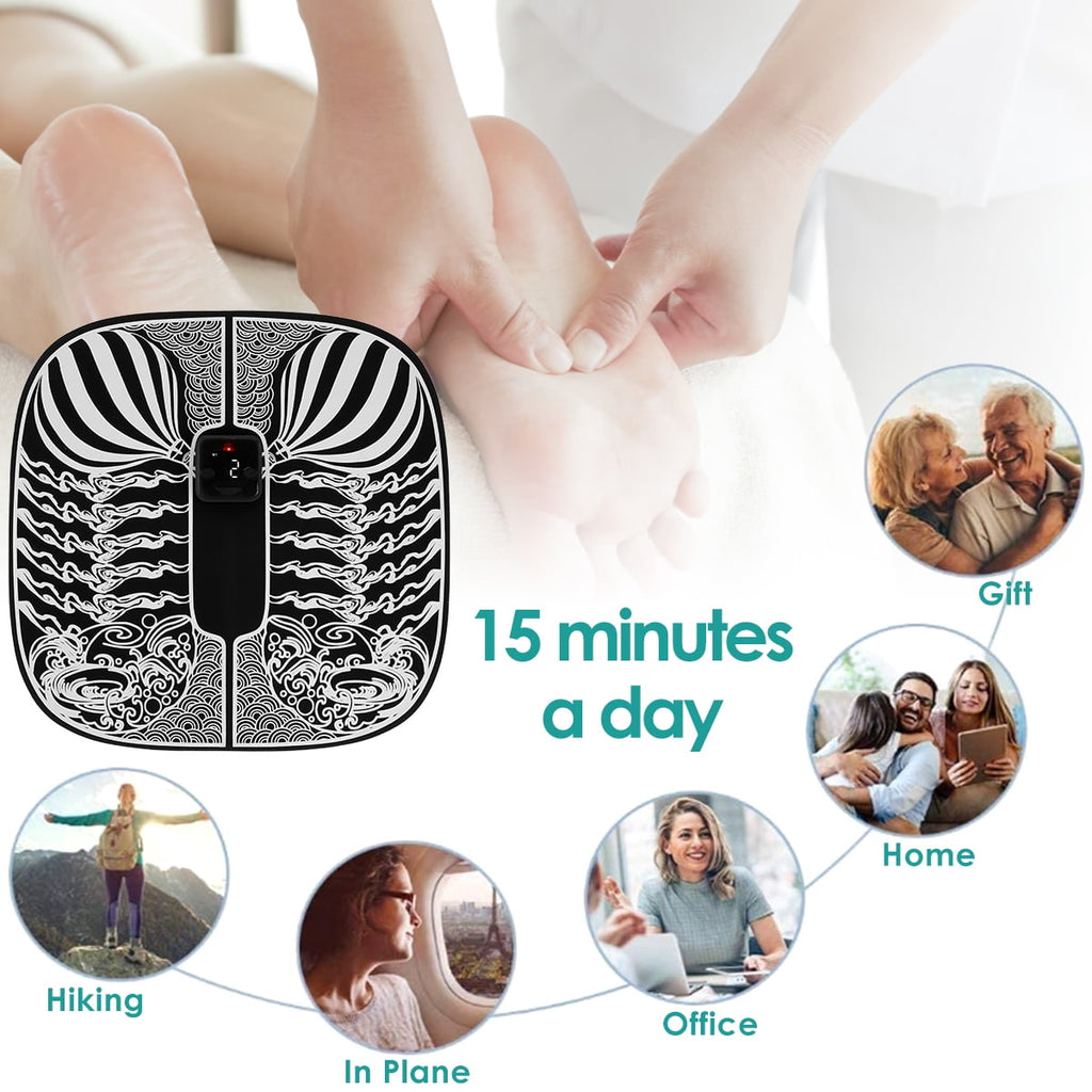 Foot Massager Mat Electric Foot Massager Pad EMS Feet Massager with 6 Massage Modes 19 Intensity Levels