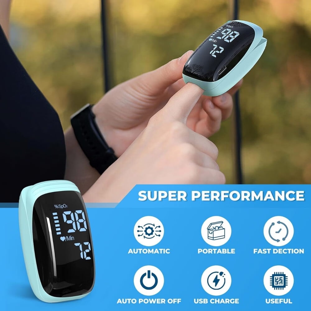 Finger Pulse Oximeter, Blood Oxygen Meter, Oxygen Meter Finger Pulse Oximeter, Accurate Fast Oximetry SpO2 Reading for Outdoor Sports Home Wide Use