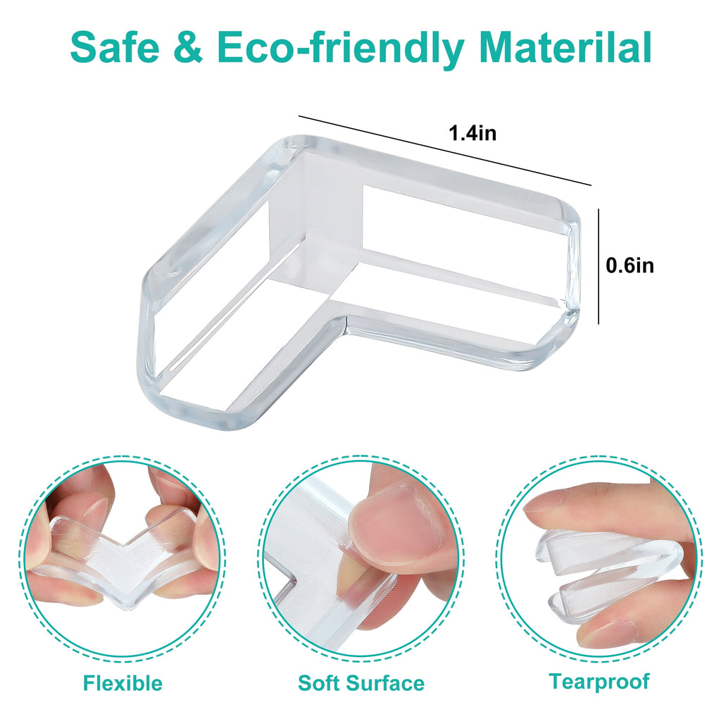 20pcs Safety Table Edge Guards, DISEN Silicon Clear Corner Guards Protector Cushion L-Shaped for Table