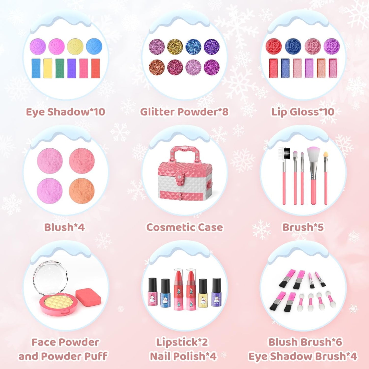 PERRYHOME Kids Makeup Kit for Girl - Washable Real Girls Makeup Set Princess Little Girl Makeup, Children Pretend Play Makeup Set Toys for Girls Age 3-12 Christmas Birthday Gifts