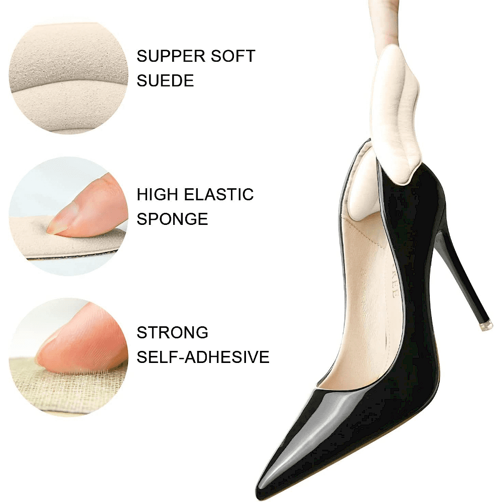 2 Pairs Heel Grips Liner Cushions Inserts for Loose Shoes and Shoe Too Big Men Women, Filler Improved Shoe Fit and Comfort, Prevent Heel Slip and Blister Apricot