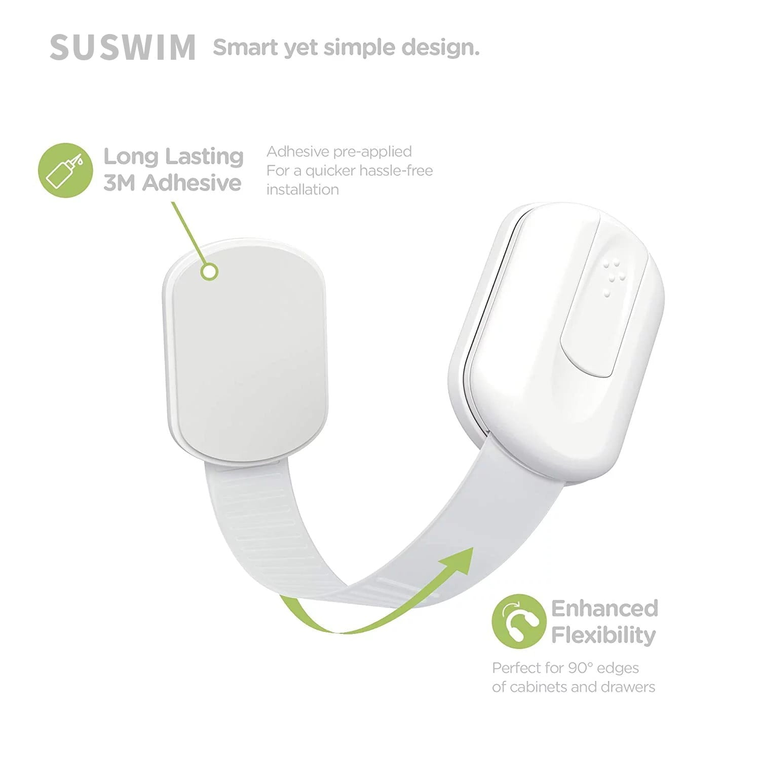 Baby Safety Locks Multi-Purpose Adjustable Straps, White, 10 Piece