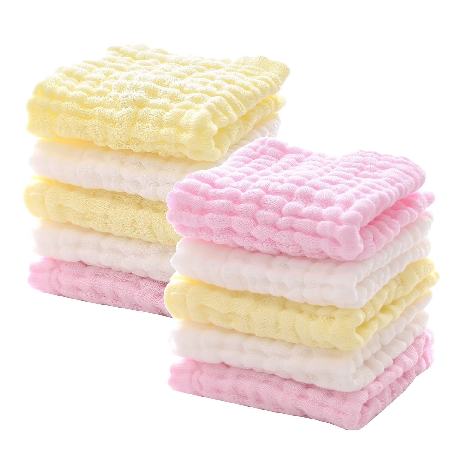 10 PCS Baby Washcloths and Burp Cloths,Soft Face Cloths for Newborn,Absorbent Baby Bath and Face Towels,100% Cotton Baby Wipes,Feeding Towels for Babies and Infants - 12 x 12¡¯¡¯