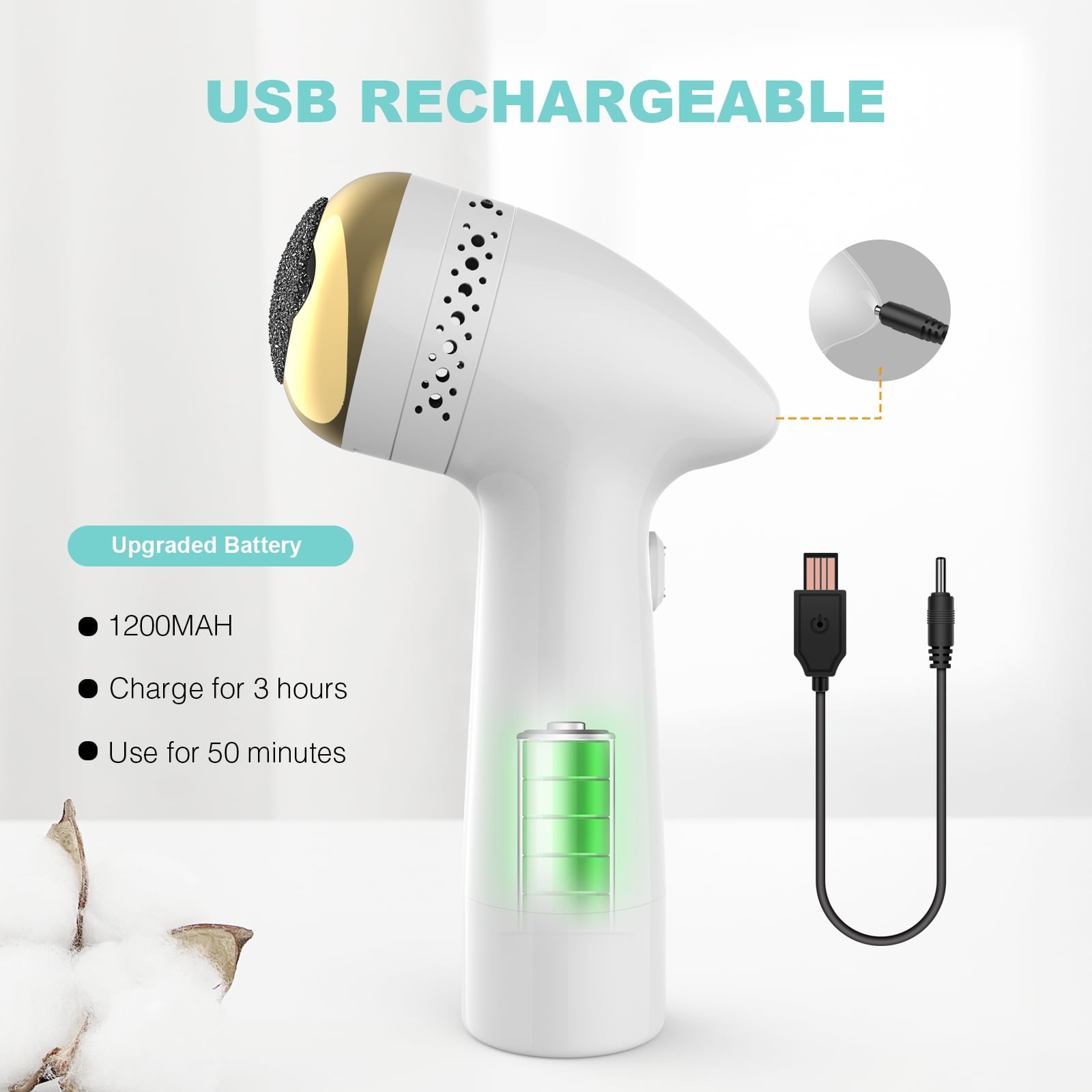 Callus Remover for Feet, Rechargeable Foot Scrubber Electric Foot File Pedicure Tools for Feet Electronic Callus Shaver Waterproof Pedicure kit for Cracked Heels and Dead Skin