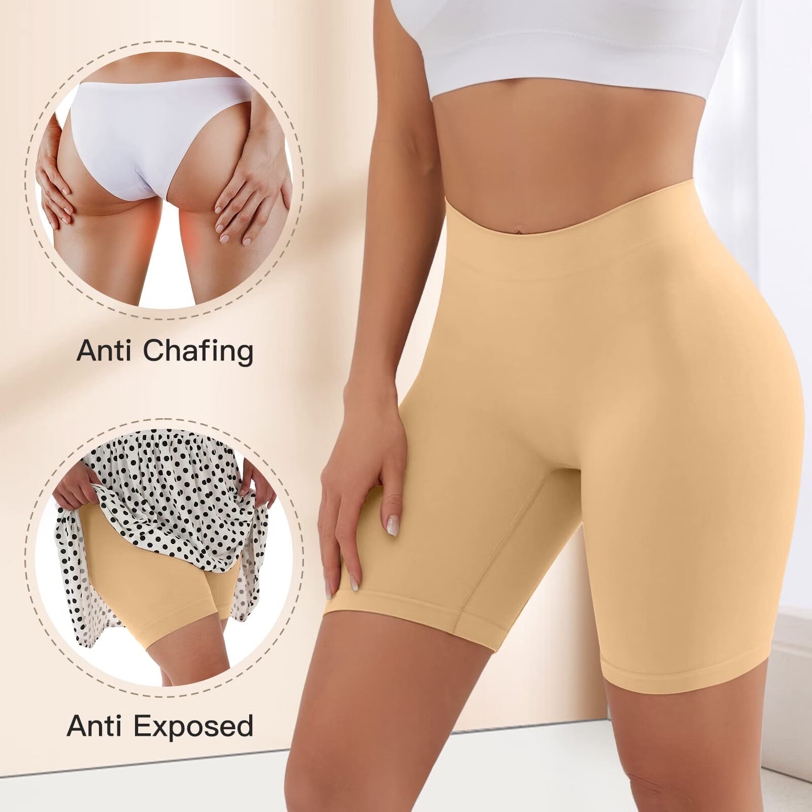 Slip Shorts for Women High Waisted Under Dresses Summer Shorts (Black/Nude/White)