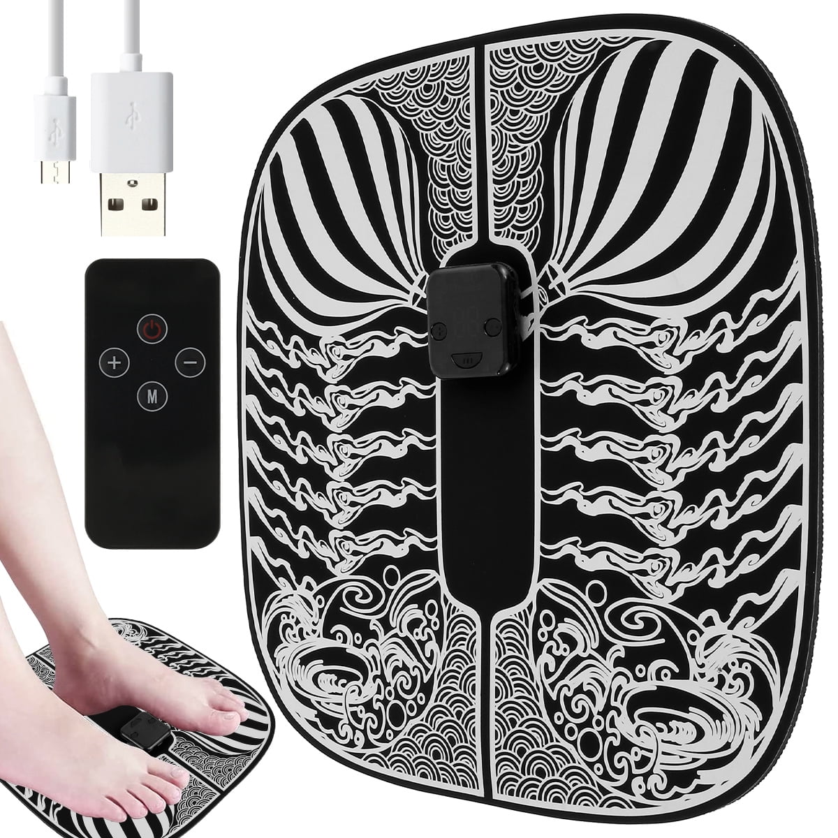Foot Massager Mat Electric Foot Massager Pad EMS Feet Massager with 6 Massage Modes 19 Intensity Levels