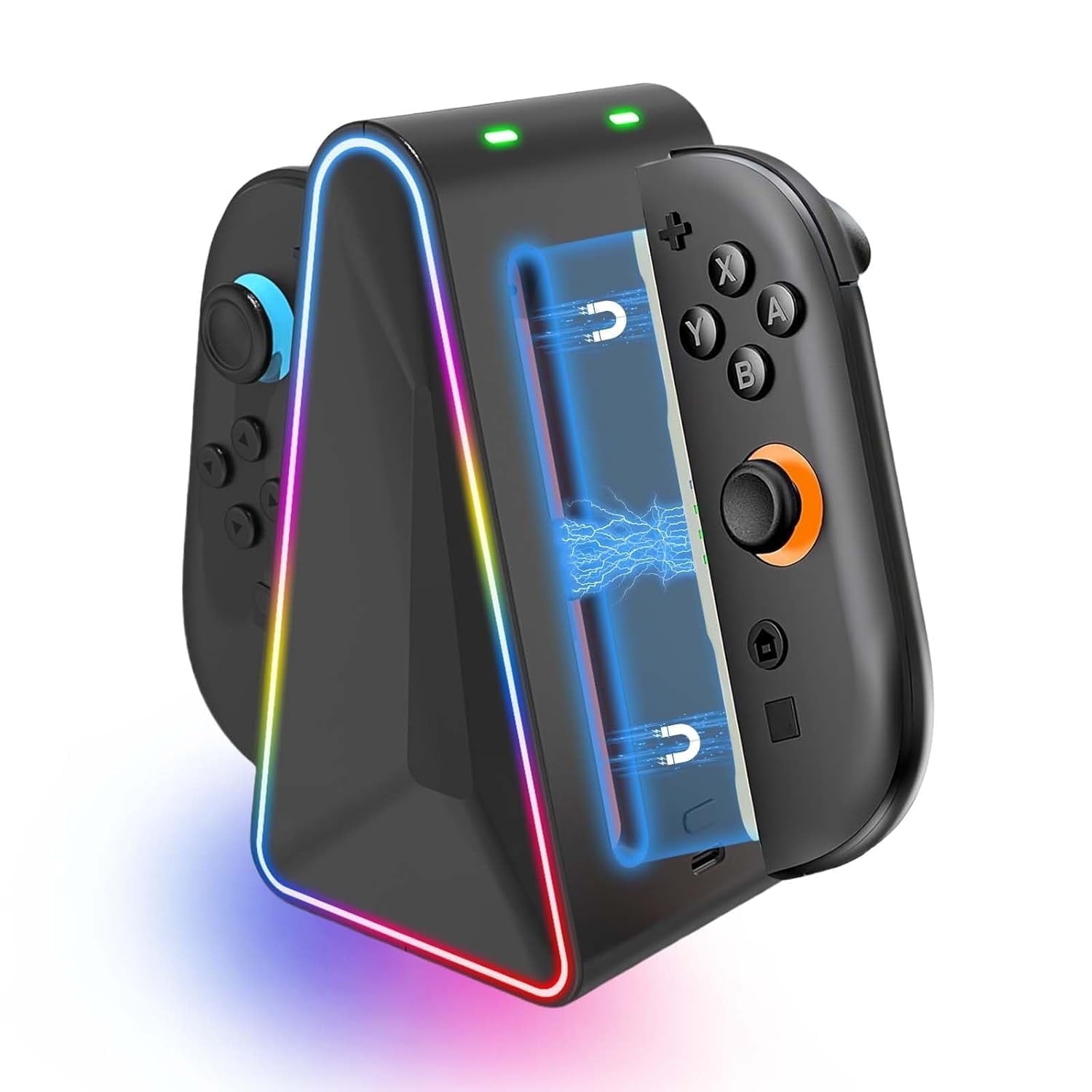 Charging Dock for Nintendo Switch 2 Joy?Con, 4?in?1 Magnetic Fast Charging Station with RGB Lights, Dual?Direction Charging, Weighted Base & LED Indicators ¨C Compatible with Switch 2 Controllers