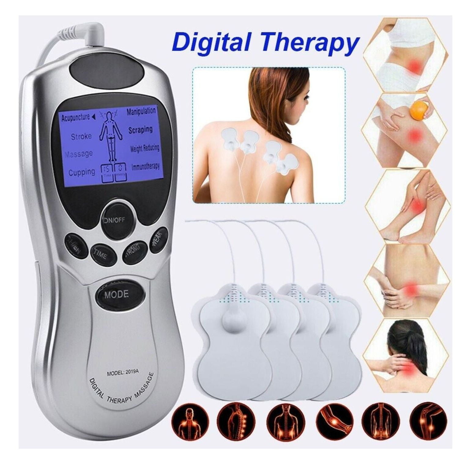 LCD Unit Machine Electric Pulse Massager Muscle Stimulator Pain Relief Therapy