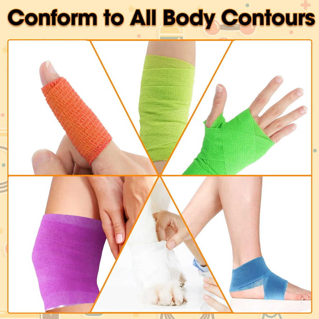 12Pack 2 x 5 Yards Self Adhesive Bandage Wrap,Elastic Self Breathable Self Adherent Wrap for Pets,Athletic Cohesive Bandage for First Aid