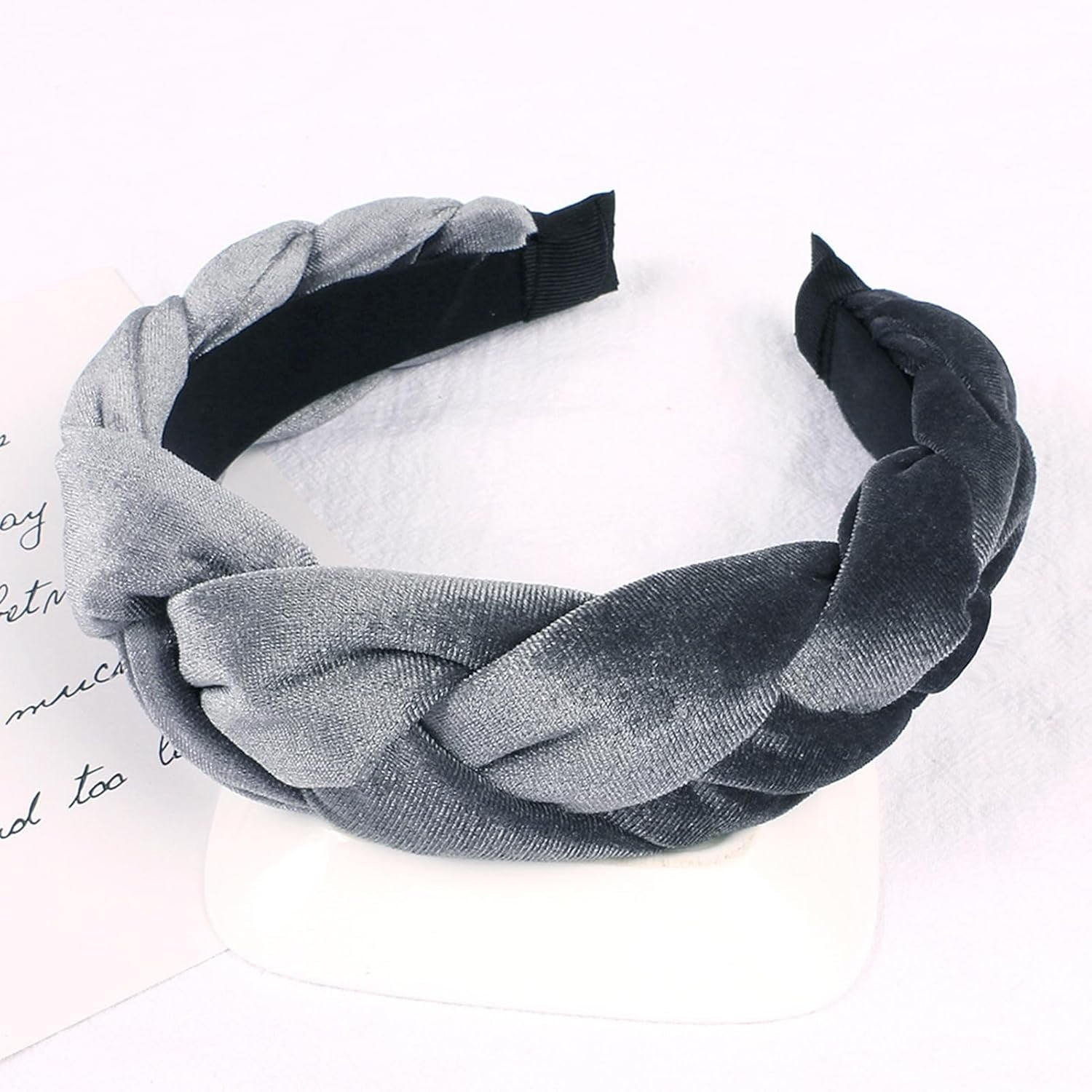 Braided Twist Elastic Non-Slip Elegant Women Headband Solid Color Wide Heightened Velvet Hair Hoop Hair Accessories Velvet