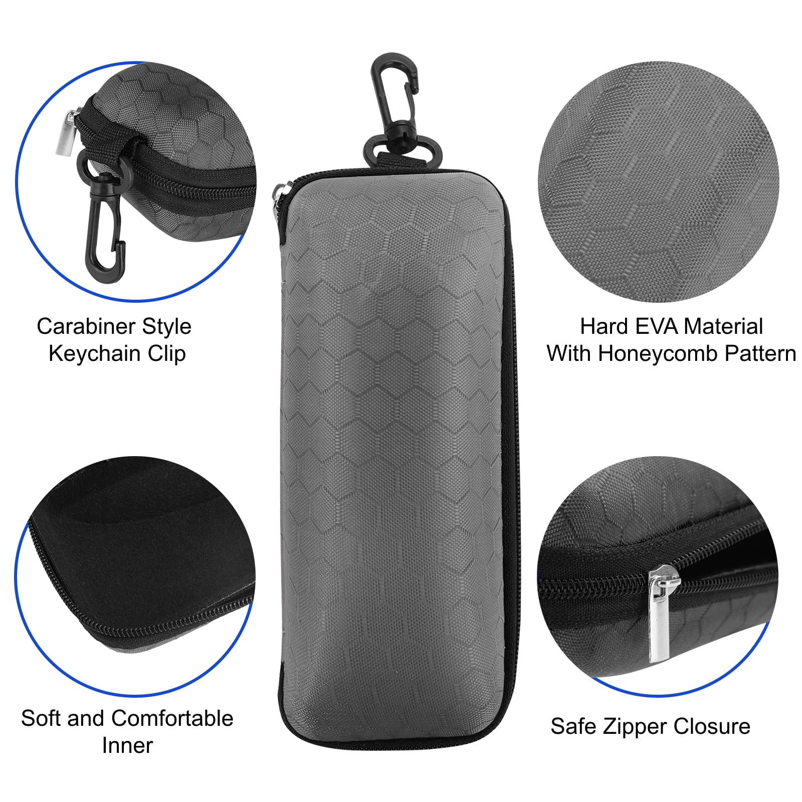 Hard Shell Eyeglass Case - Glasses Protective Case, Unisex Sunglass Holder, 5 Colors