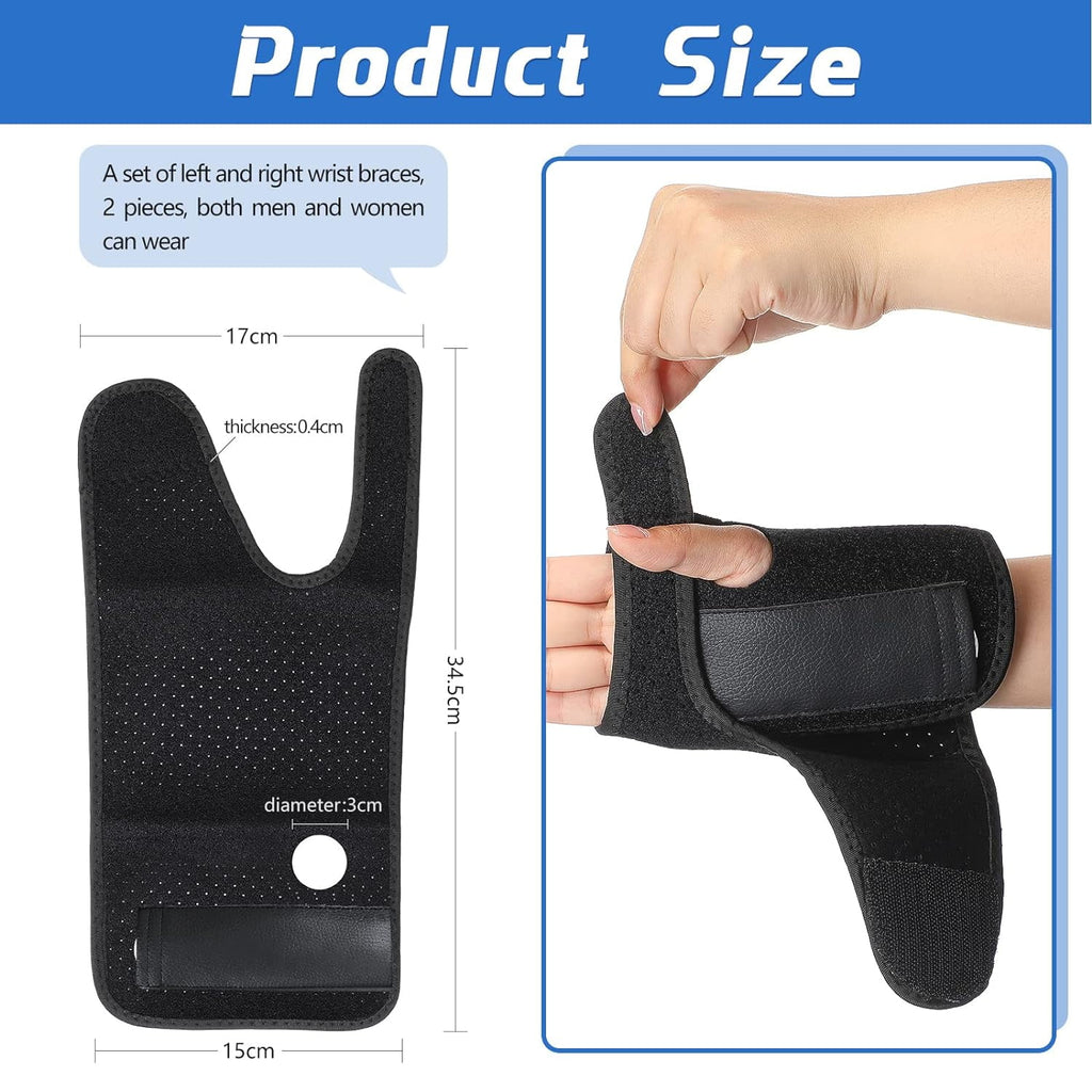 2 Pieces Carpal Tunnel Wrist Braces for Night Wrist Sleep Support Brace Wrist Splint Stabilizer and Hand Brace Cushioned to (Breathable Style, Black Right and Left)