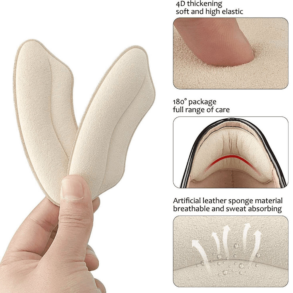 2 Pairs Heel Grips Liner Cushions Inserts for Loose Shoes and Shoe Too Big Men Women, Filler Improved Shoe Fit and Comfort, Prevent Heel Slip and Blister Apricot