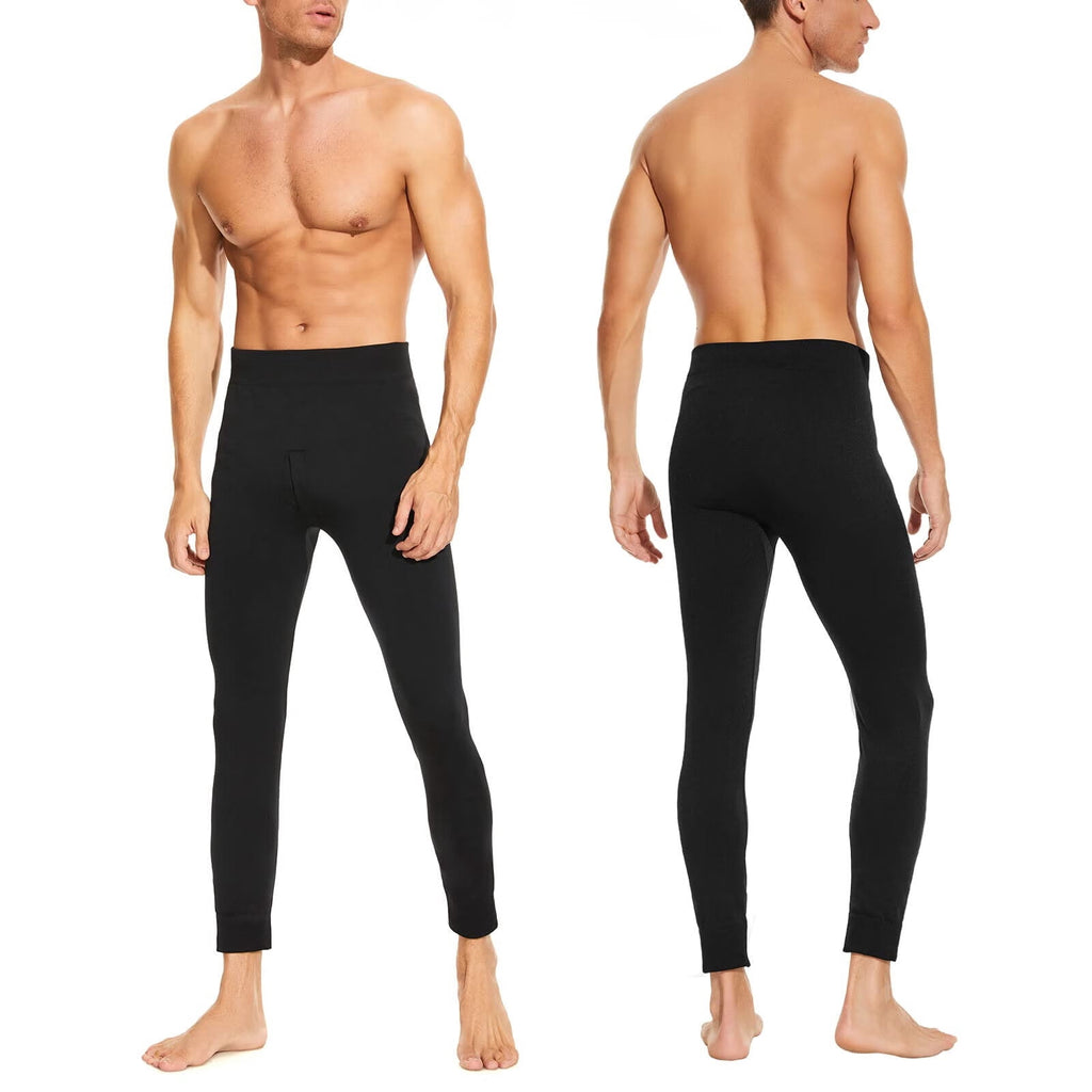 2 Pack Mens Winter Thermal Underwear Long Johns,Fleece-Lined Thermal Bottoms Leggings Baselayer for Men