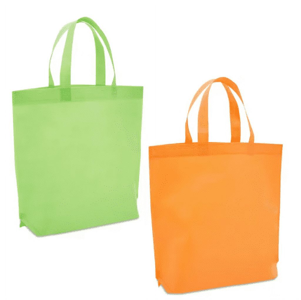 10 Pack 15 x 12.5 in Non-Woven Tote Bags Party Goodie Treat Bag Bottom Gift Bag with Handles for Birthday Party Favor, 5 Colors