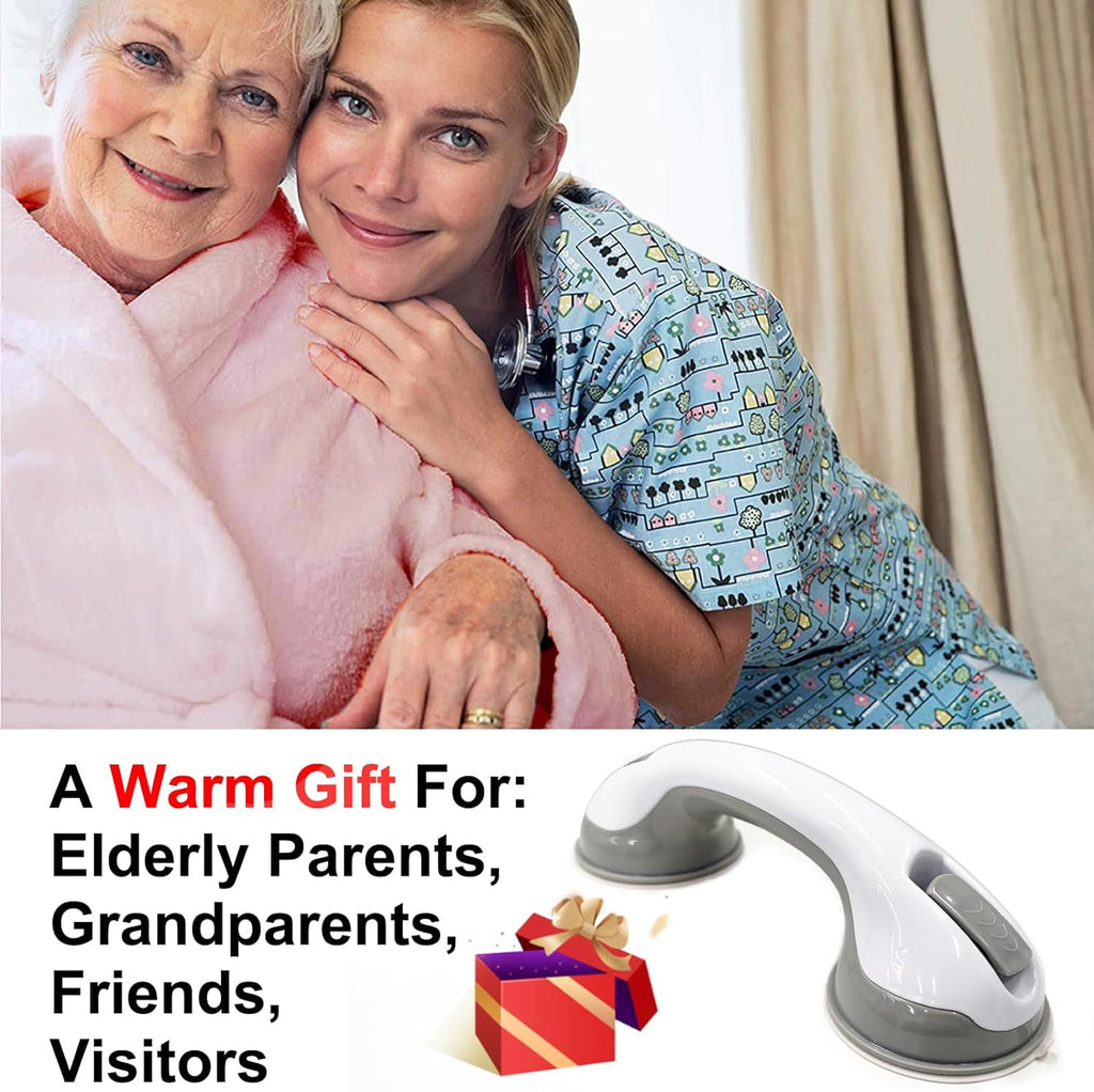 Grab Bars for Shower Heavy-Duty (2Pack)12-Inch 350lbs Shower Grab Bar for Seniors Shower Handles for Elderly Suction Handicap Safety Handrail for Bathroom Bathtubs Toilet Tiles Glass