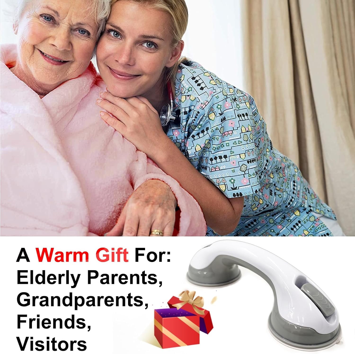 Grab Bars for Shower Heavy-Duty (2Pack)12-Inch 350lbs Shower Grab Bar for Seniors Shower Handles for Elderly Suction Handicap Safety Handrail for Bathroom Bathtubs Toilet Tiles Glass