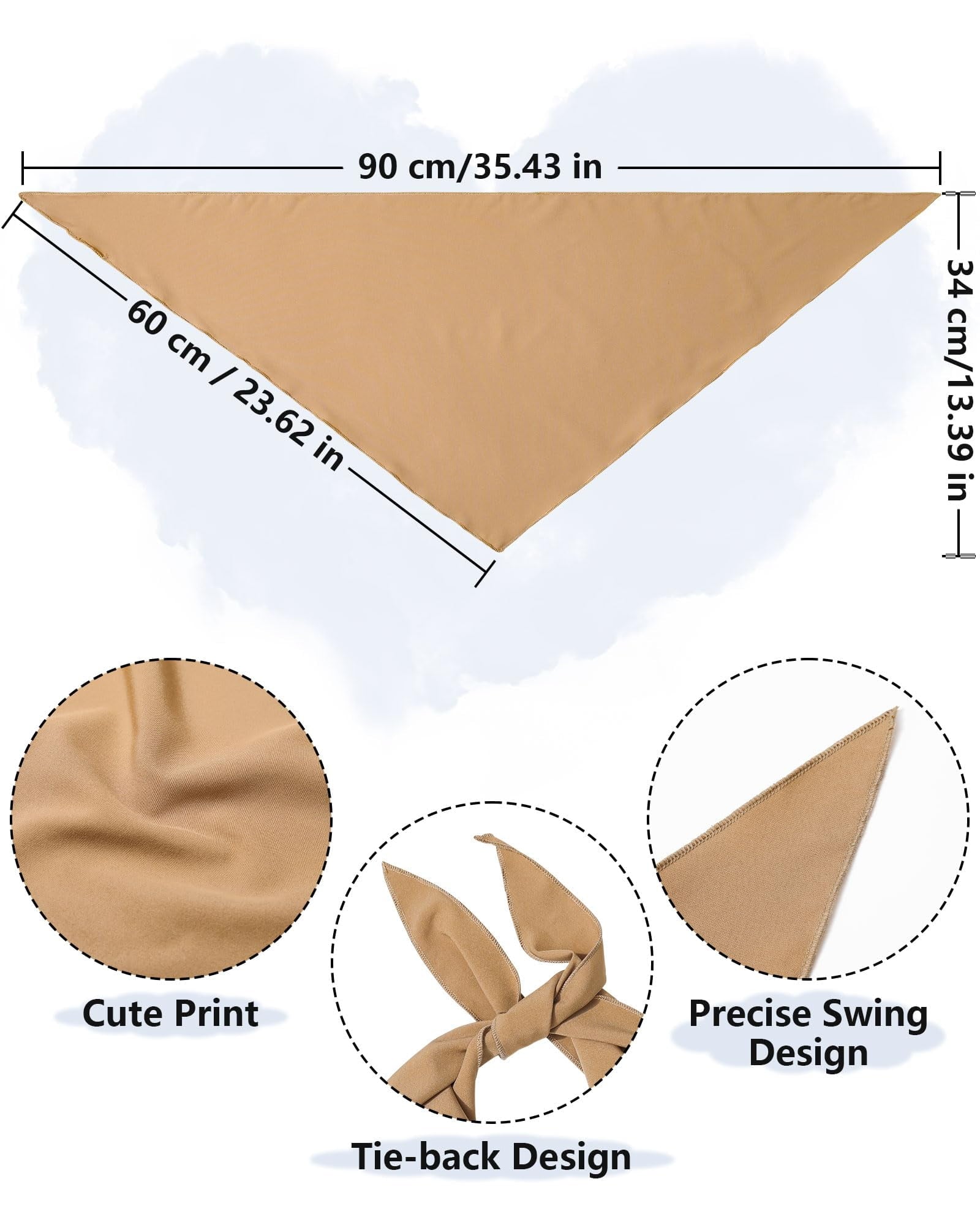 ZOUYUE 3Pcs Floral Hair Bandanas Chiffon Head Kerchief for Women Girls Boho Hair Scarf Headband Bandana Daisy Lace Head Scarf (Solid Color - Beige/Khaki/Brown)