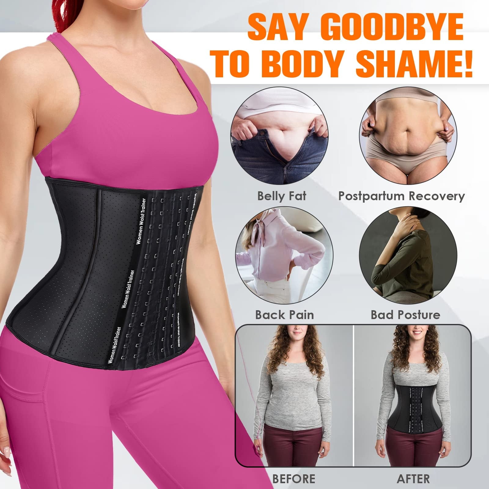 Beauty Waist Trainer for Women,Latex Waist Cincher Corset,Compression Waist Trimmer Body Shapewear