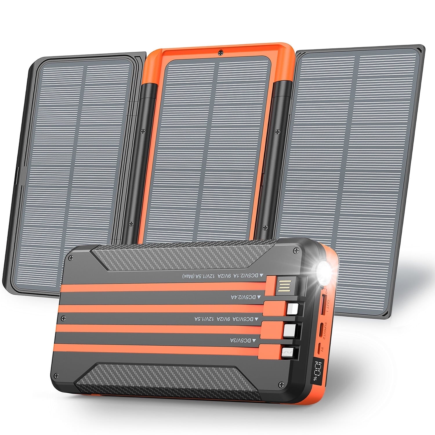 46800mAh Solar Charger Power Bank 20W Fast Charging with Cables, Battery Pack Compatible for iPhone & Android Cell Phone