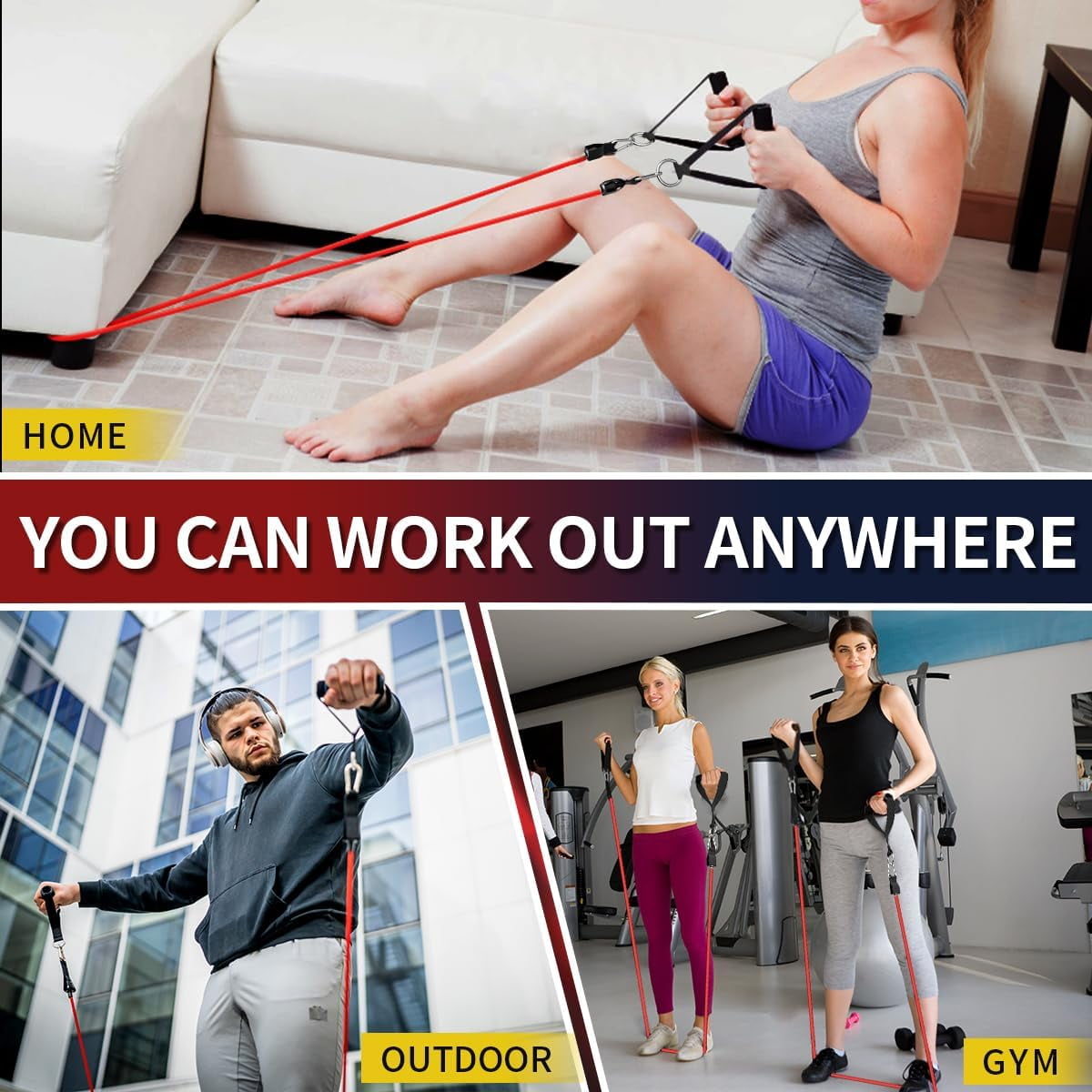 TIFOR Resistance Bands, Exercise Bands£¬Resistance Bands for Working Out, Work Out Bands with Handles for Men and Women Fitness, Strength Training Home Gym Equipment