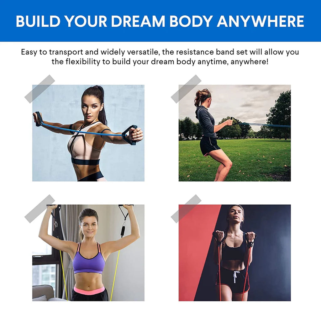 Resistance Exercise Workout Bands for Working Out with Handles for Strength Training Equipment