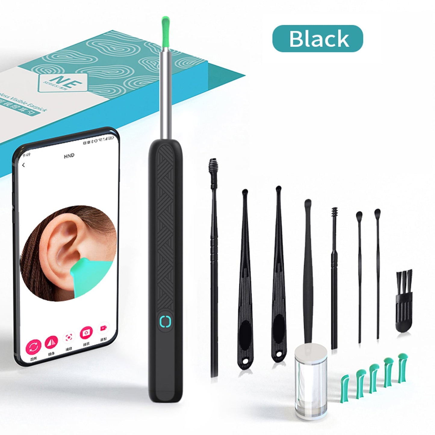 Aixiqee Ear Wax Removal, Ear Cleaner with 1080P HD Camera , Wirless Otoscope with 8 Pieces Set with Accessories