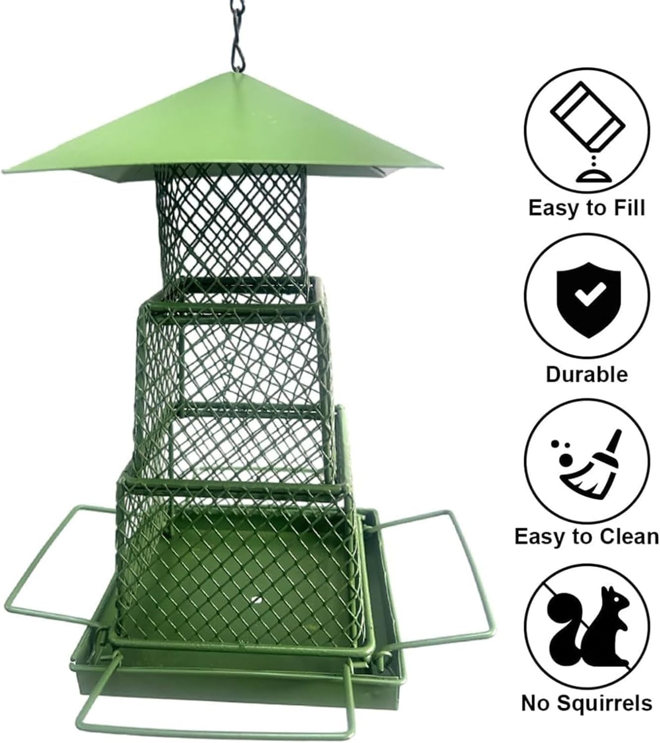 Bird Feeder for Outside, Squirrel Proof Bird Feeders for Outdoors Hanging, Metal Wild Bird Seed Feeders for Bluebird, Cardinal, Finch, Sparrow, Blue Jay,Chew-Proof, Weather-Resistant