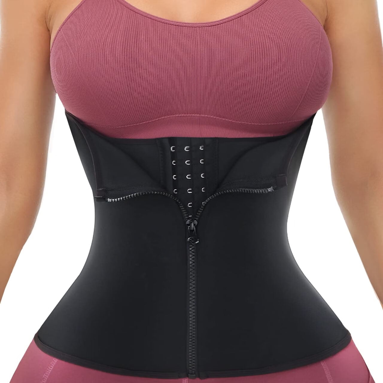 Clip and Zip Waist Trainer Corset Women Rubber Worked Out Sweat Vest Body Shaper