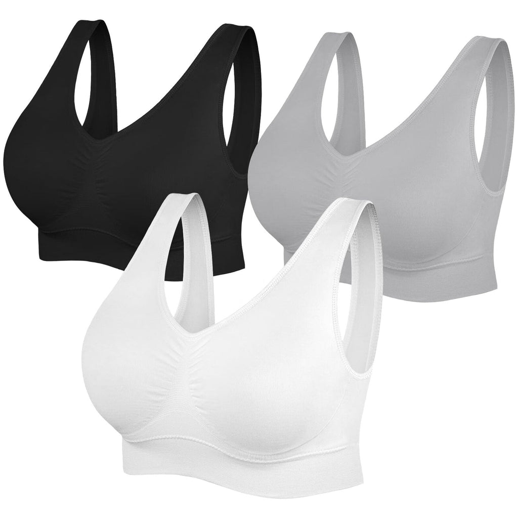 Comfortable Bra,3 Pack Seamless Removable Pads Sleep Bras,Yoga Bra,Sports Bras for Women