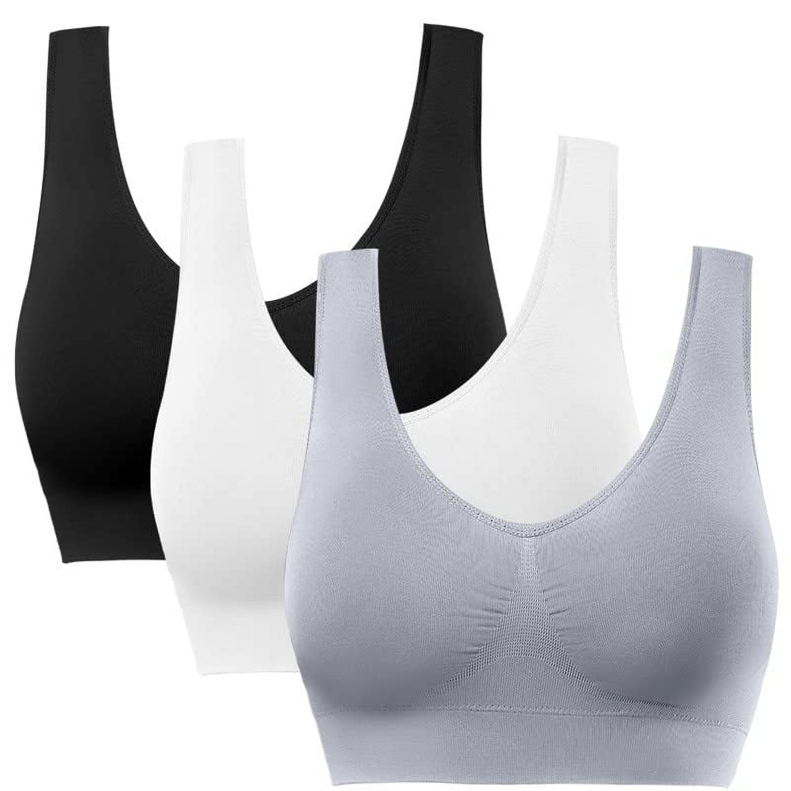 Compression Wirefree Medium Support Bra,Sports Bra with Removable Pads for Women Small to Plus Size Everyday Wear,Exercise and Offers Back Support