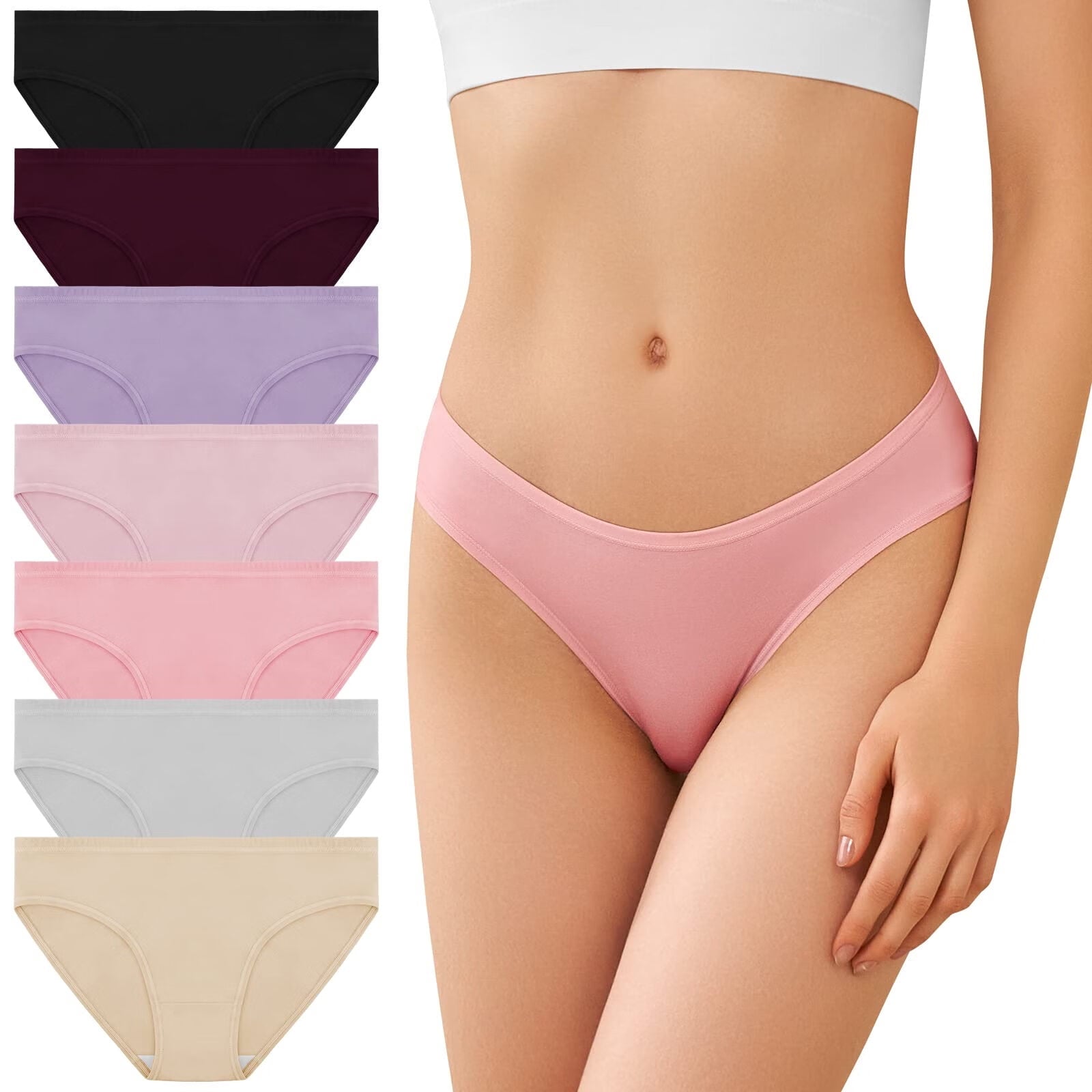 Cotton Underwear for Women 7 Pack Bikini Panties Breathable Ladies Underwear Invisible Hipster Panties Women briefs